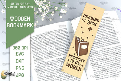 Wooden Bookmark Laser Cut. Engraved Bookmark SVG SVG Evgenyia Guschina 