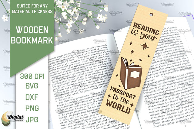 Wooden Bookmark Laser Cut. Engraved Bookmark SVG SVG Evgenyia Guschina 