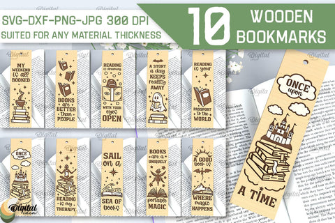 Wooden Bookmarks Laser Cut Bundle. Bookmarks SVG SVG Evgenyia Guschina 