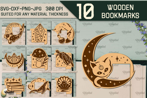 Wooden Bookmarks Laser Cut Bundle. Magic Bookmarks SVG SVG Evgenyia Guschina 