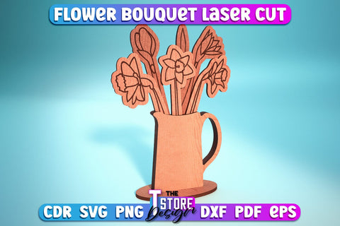 Wooden Bouquet Design Bundle | Flower Bouquet Laser Cut Design | Gift Laser Cut SVG The T Store Design 