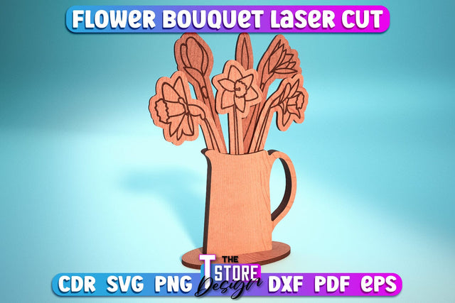 Wooden Bouquet Design | Flower Bouquet Laser Cut Design | Gift Laser Cut SVG The T Store Design 