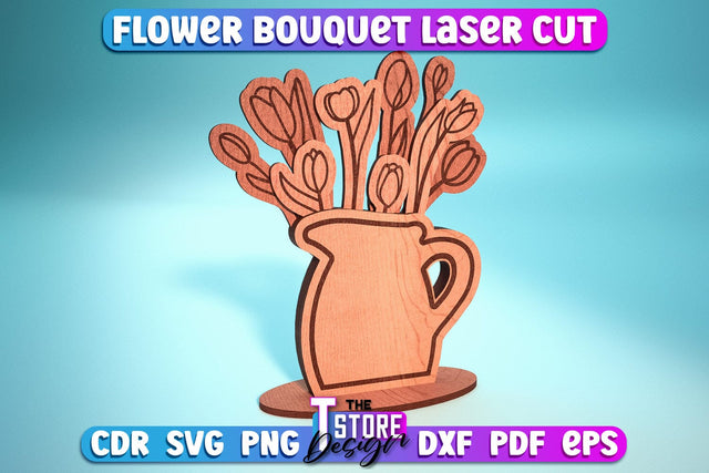 Wooden Bouquet Design | Flower Bouquet Laser Cut Design | Gift Laser Cut SVG The T Store Design 