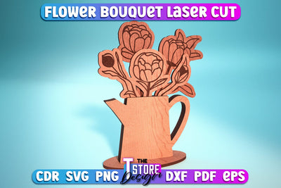 Wooden Bouquet Design | Flower Bouquet Laser Cut Design | Gift Laser Cut SVG The T Store Design 