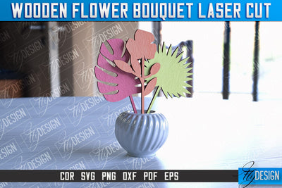 Wooden Bouquet Design | Flower Bouquet Laser Cut Design | Mother’s Day Gift SVG Fly Design 