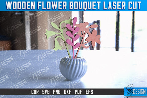 Wooden Bouquet Design | Flower Bouquet Laser Cut Design | Mother’s Day Gift SVG Fly Design 