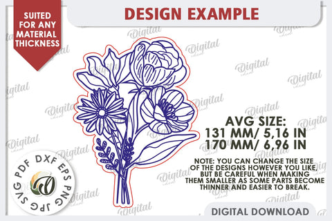 Wooden Bouquet Laser Cut. Mother's Day SVG SVG Evgenyia Guschina 