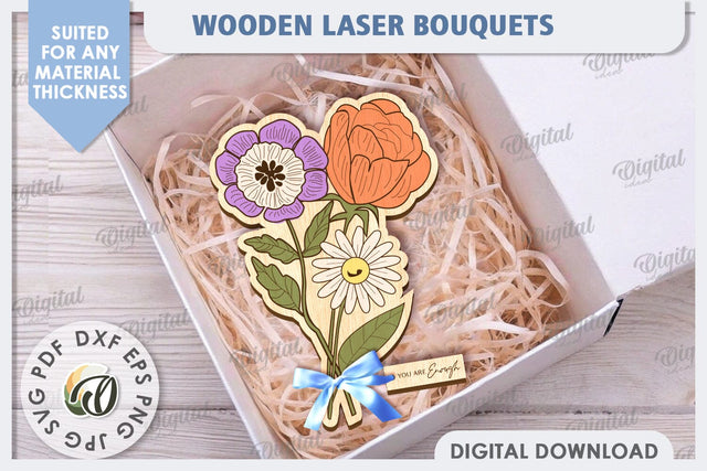 Wooden Bouquet Laser Cut. Mother's Day SVG SVG Evgenyia Guschina 
