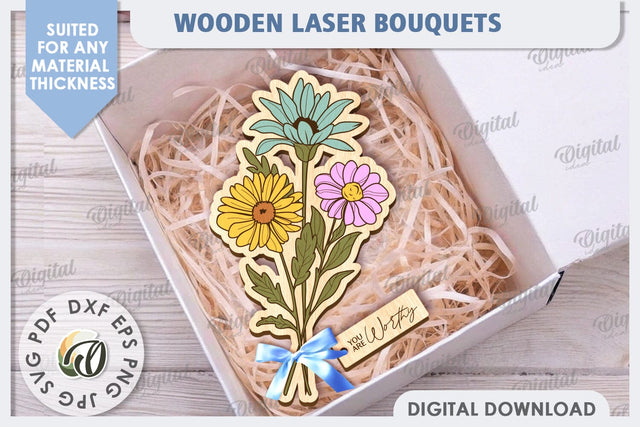 Wooden Bouquet Laser Cut. Mother's Day SVG SVG Evgenyia Guschina 