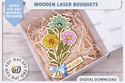Wooden Bouquet Laser Cut. Mother's Day SVG SVG Evgenyia Guschina 