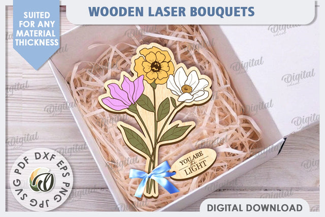 Wooden Bouquet Laser Cut. Mother's Day SVG SVG Evgenyia Guschina 