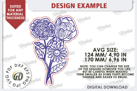 Wooden Bouquet Laser Cut. Mother's Day SVG SVG Evgenyia Guschina 