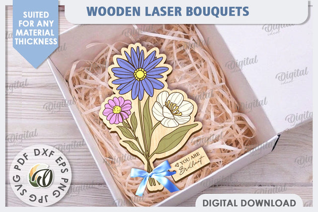 Wooden Bouquet Laser Cut. Mother's Day SVG SVG Evgenyia Guschina 