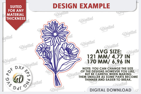 Wooden Bouquet Laser Cut. Mother's Day SVG SVG Evgenyia Guschina 