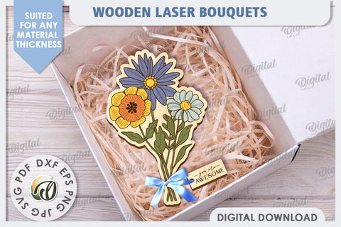 Wooden Bouquet Laser Cut. Mother's Day SVG SVG Evgenyia Guschina 