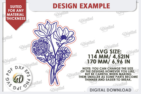 Wooden Bouquet Laser Cut. Mother's Day SVG SVG Evgenyia Guschina 