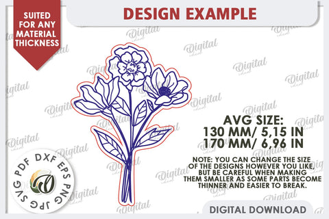 Wooden Bouquet Laser Cut. Mother's Day SVG SVG Evgenyia Guschina 