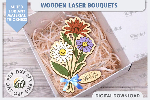 Wooden Bouquet Laser Cut. Mother's Day SVG SVG Evgenyia Guschina 