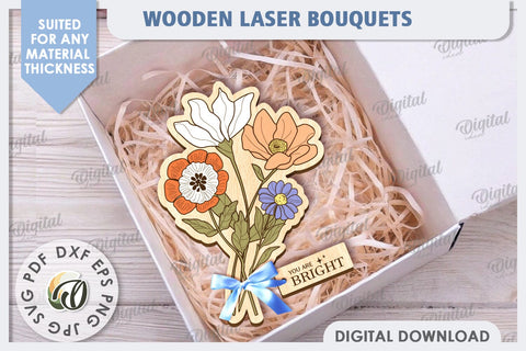 Wooden Bouquet Laser Cut. Mother's Day SVG SVG Evgenyia Guschina 