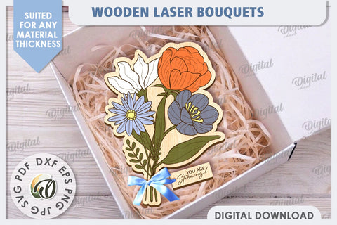 Wooden Bouquet Laser Cut. Mother's Day SVG SVG Evgenyia Guschina 