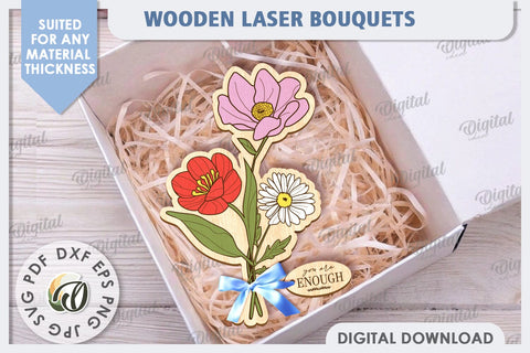 Wooden Bouquets Laser Cut Bundle. Mother's Day SVG SVG Evgenyia Guschina 