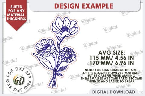 Wooden Bouquets Laser Cut Bundle. Mother's Day SVG SVG Evgenyia Guschina 