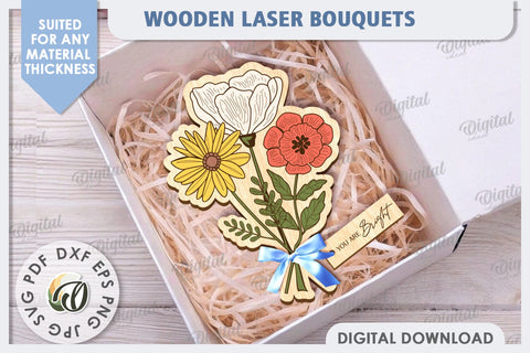Wooden Bouquets Laser Cut Bundle. Mother's Day SVG SVG Evgenyia Guschina 