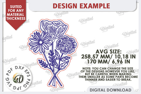 Wooden Bouquets Laser Cut Bundle. Mother's Day SVG SVG Evgenyia Guschina 