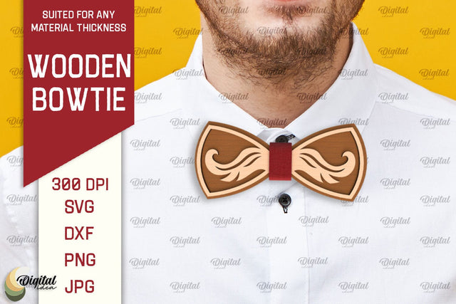 Wooden Bowtie Laser Cut. Men's Accessories SVG SVG Evgenyia Guschina 