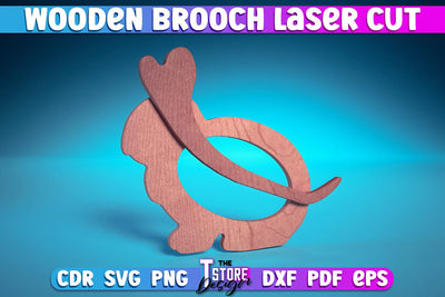 Wooden Brooch Laser Cut | Accessories Laser Cut Design | CNC Files SVG The T Store Design 
