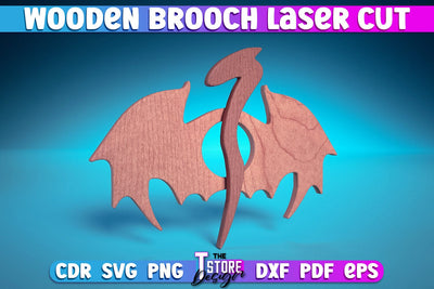 Wooden Brooch Laser Cut | Accessories Laser Cut Design | CNC Files SVG The T Store Design 