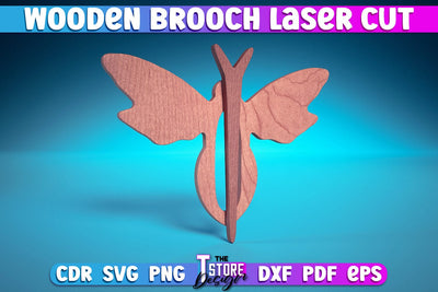 Wooden Brooch Laser Cut | Accessories Laser Cut Design | CNC Files SVG The T Store Design 