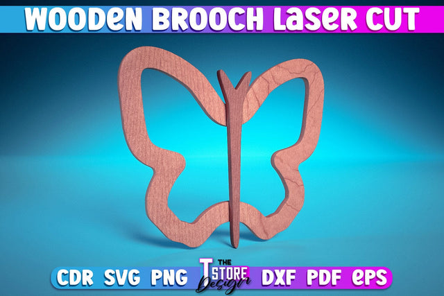 Wooden Brooch Laser Cut | Accessories Laser Cut Design | CNC Files SVG The T Store Design 