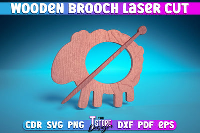 Wooden Brooch Laser Cut | Accessories Laser Cut Design | CNC Files SVG The T Store Design 