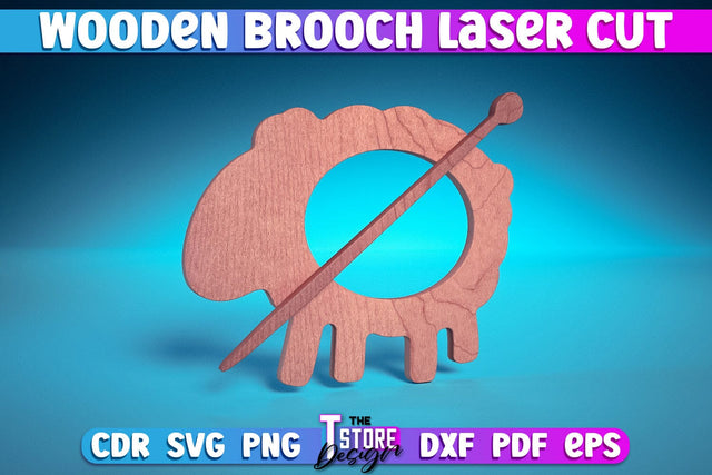 Wooden Brooch Laser Cut | Accessories Laser Cut Design | CNC Files SVG The T Store Design 