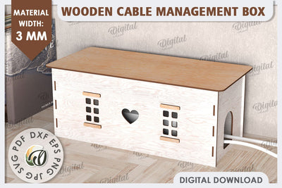 Wooden Cable Management Box Laser Cut. 3D House SVG SVG Evgenyia Guschina 
