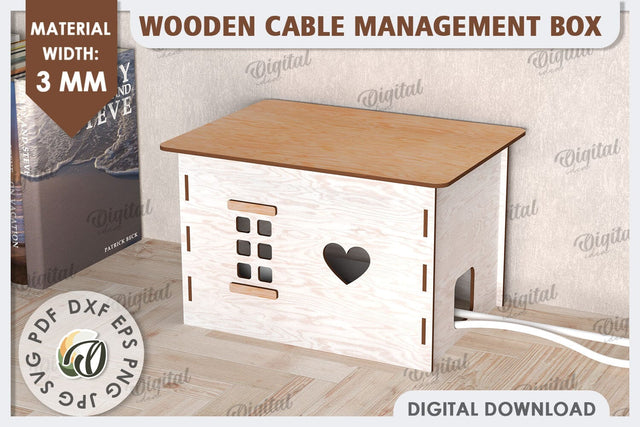 Wooden Cable Management Box Laser Cut. 3D House SVG SVG Evgenyia Guschina 