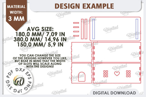 Wooden Cable Management Box Laser Cut. 3D House SVG SVG Evgenyia Guschina 
