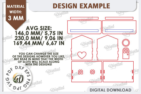 Wooden Cable Management Box Laser Cut. 3D House SVG SVG Evgenyia Guschina 