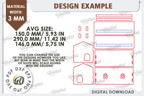 Wooden Cable Management Boxes LaserCut Bundle. 3D Houses SVG SVG Evgenyia Guschina 