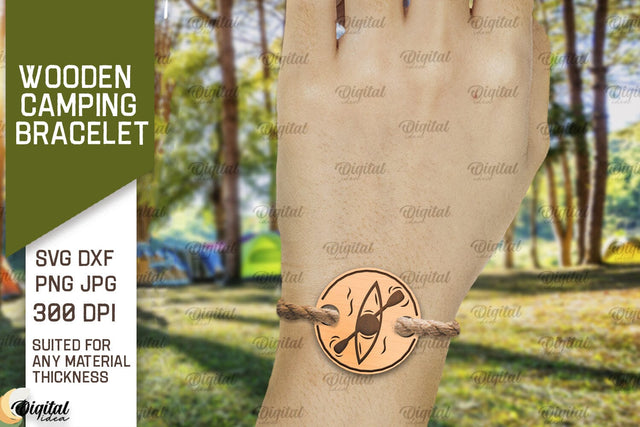 Wooden Camping Bracelet SVG. Camping Laser Cut SVG Evgenyia Guschina 