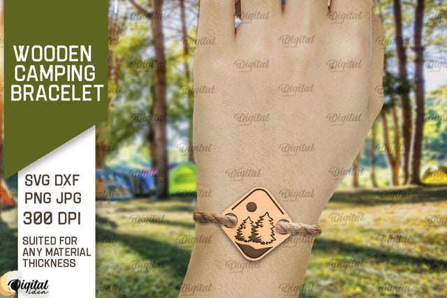 Wooden Camping Bracelet SVG. Camping Laser Cut SVG Evgenyia Guschina 