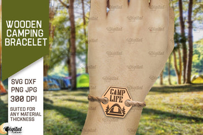 Wooden Camping Bracelet SVG. Camping Laser Cut SVG Evgenyia Guschina 