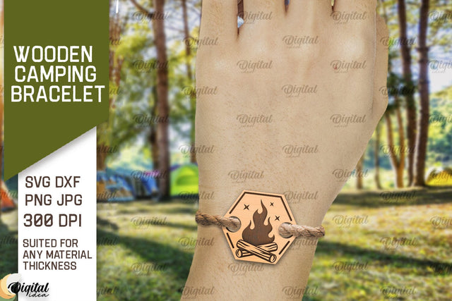 Wooden Camping Bracelet SVG. Camping Laser Cut SVG Evgenyia Guschina 