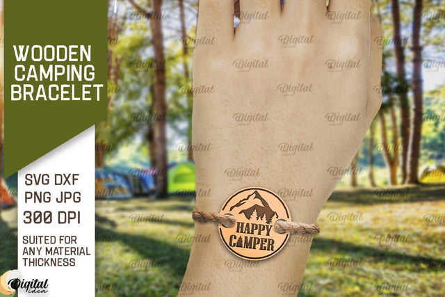Wooden Camping Bracelet SVG. Camping Laser Cut SVG Evgenyia Guschina 