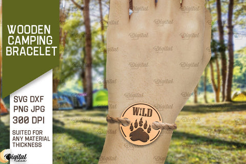 Wooden Camping Bracelets SVG Bundle. Camping Laser Cut SVG Evgenyia Guschina 