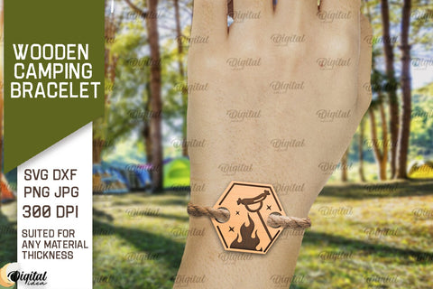 Wooden Camping Bracelets SVG Bundle. Camping Laser Cut SVG Evgenyia Guschina 