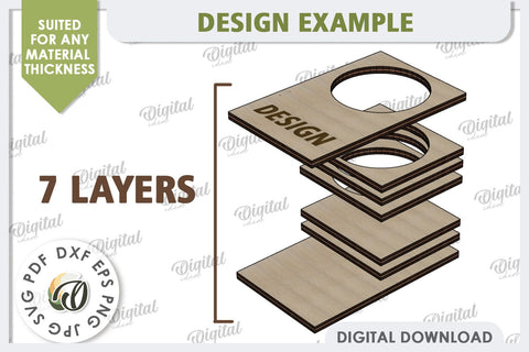 Wooden Candle Holder with Match Box Slot Laser Cut SVG Evgenyia Guschina 