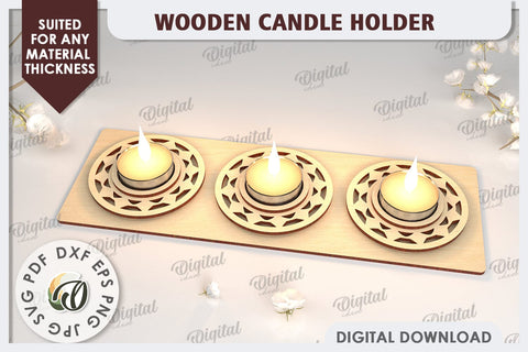 Wooden Candle Holders Laser Cut Bundle. Home Decor SVG SVG Evgenyia Guschina 