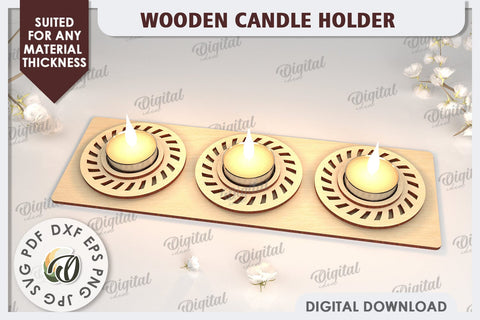 Wooden Candle Holders Laser Cut Bundle. Home Decor SVG SVG Evgenyia Guschina 